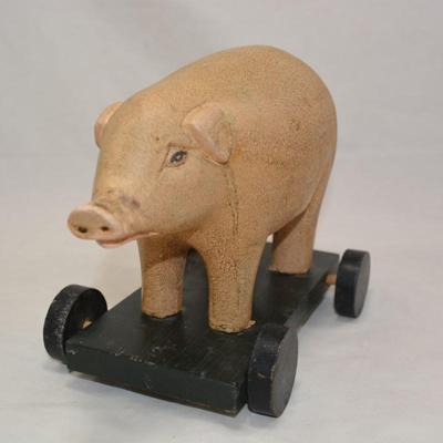 Wooden Pig on Wheels 8.5â€x6â€