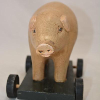 Wooden Pig on Wheels 8.5â€x6â€