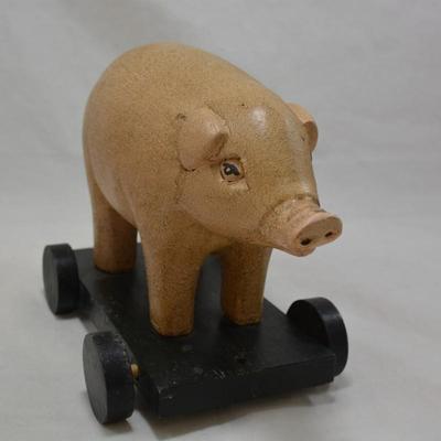 Wooden Pig on Wheels 8.5â€x6â€
