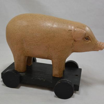 Wooden Pig on Wheels 8.5â€x6â€