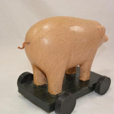 Wooden Pig on Wheels 8.5â€x6â€