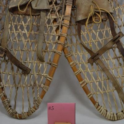 Vintage Faber Sinew & Wood Snow Shoes, Canada 26â€x12â€