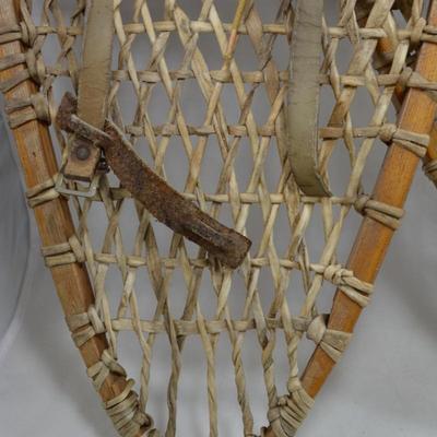 Vintage Faber Sinew & Wood Snow Shoes, Canada 26â€x12â€