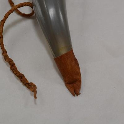 Steer Horn & Plastic Bottle Powder Horn, 15â€ AS IS