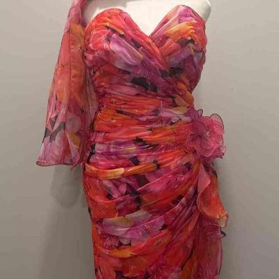 Vibrantly Chic Vintage Organza/chiffon Cocktail Dress. Purchased In Boston At A Designer Boutique