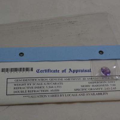 6.58 Carat Cut Amethyst with Certificate of Appraisal
