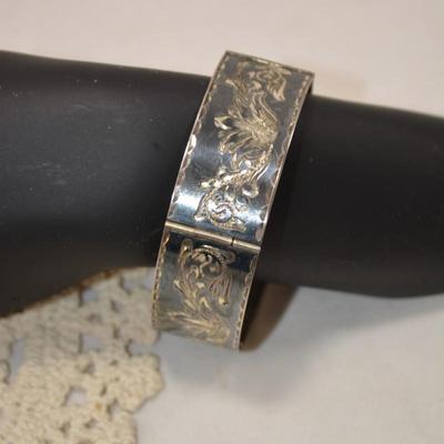 Gorgeous Vintage 925 Sterling Etched Clasp Bracelet 7â€ 30.9g
