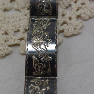 Gorgeous Vintage 925 Sterling Etched Clasp Bracelet 7â€ 30.9g