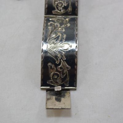 Gorgeous Vintage 925 Sterling Etched Clasp Bracelet 7â€ 30.9g