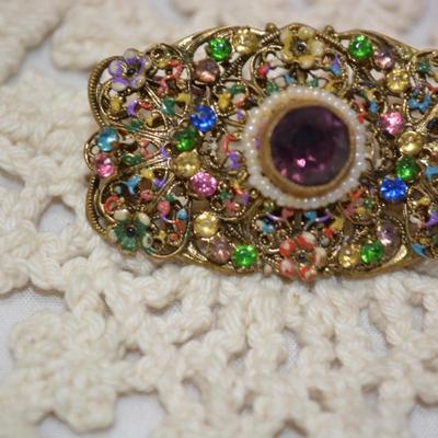 Beautiful Czechoslovakian Art Deco Costume Brooch 2â€