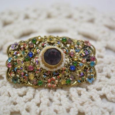 Beautiful Czechoslovakian Art Deco Costume Brooch 2â€