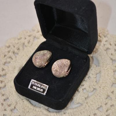 Large 925 Sterling Shimmering Bulb Earrings 7.7g In Box