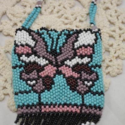 Indigenous Beaded Butterfly Pocket Necklace 22â€