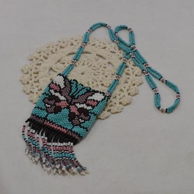 Indigenous Beaded Butterfly Pocket Necklace 22â€
