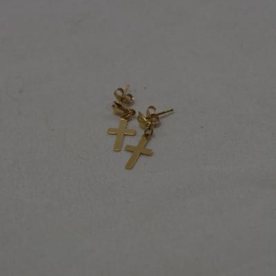 14k Cross Drop Earrings 0.2g