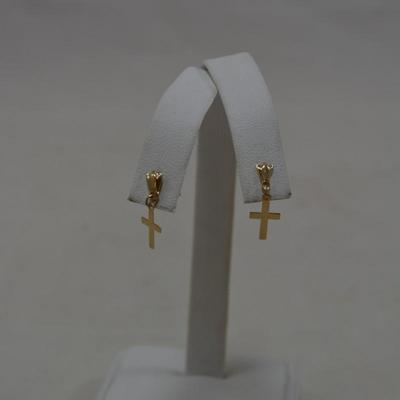 14k Cross Drop Earrings 0.2g