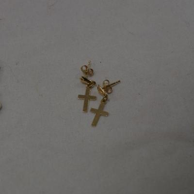 14k Cross Drop Earrings 0.2g