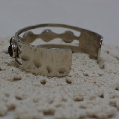Vintage 925 Sterling & Onyx Cuff Bracelet 30.1g