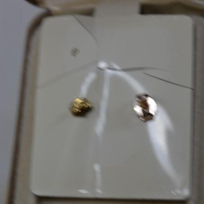 14k Gold Filled Heart Earrings, 14k Posts w/ Ruby, Diamond Chips 1.2g