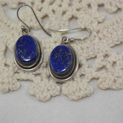 925 Sterling with Lapis Lazuli Drop Earrings 9.3g