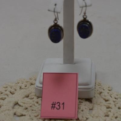 925 Sterling with Lapis Lazuli Drop Earrings 9.3g