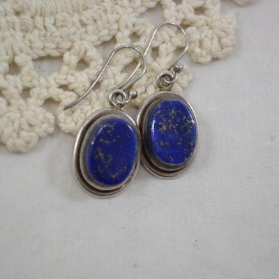 925 Sterling with Lapis Lazuli Drop Earrings 9.3g