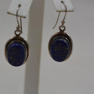 925 Sterling with Lapis Lazuli Drop Earrings 9.3g