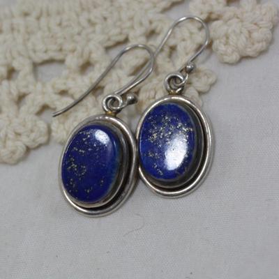 925 Sterling with Lapis Lazuli Drop Earrings 9.3g