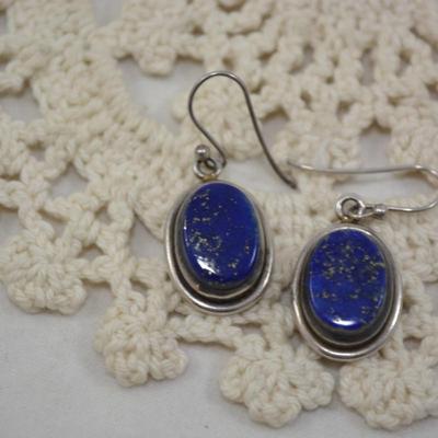 925 Sterling with Lapis Lazuli Drop Earrings 9.3g