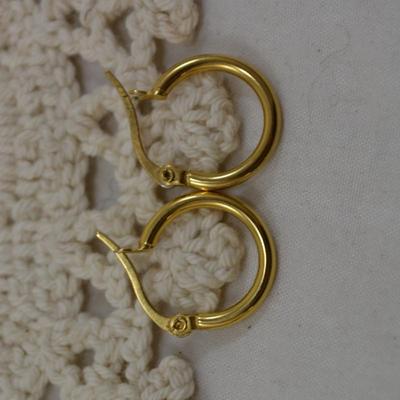 Gold-Tone 925 Sterling Hoop Earrings 2.0g