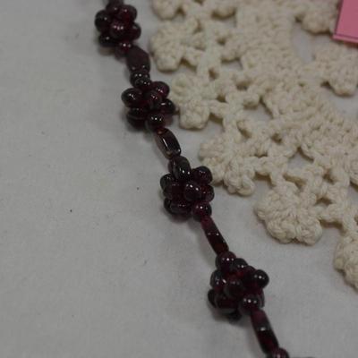 Vintage Real Natural Garnet Bead Cluster Necklace, Grape Motif 34.5â€