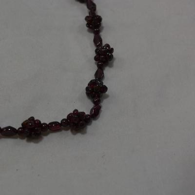 Vintage Real Natural Garnet Bead Cluster Necklace, Grape Motif 34.5â€