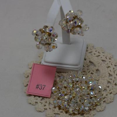 Vintage Juliana Rhinestone Brooch w/ Matching Clip-On Earrings