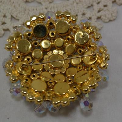 Vintage Juliana Rhinestone Brooch w/ Matching Clip-On Earrings