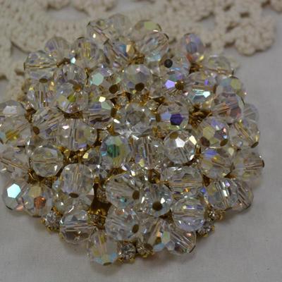 Vintage Juliana Rhinestone Brooch w/ Matching Clip-On Earrings