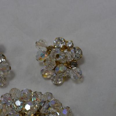 Vintage Juliana Rhinestone Brooch w/ Matching Clip-On Earrings