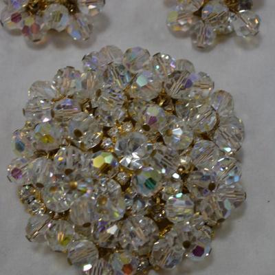 Vintage Juliana Rhinestone Brooch w/ Matching Clip-On Earrings