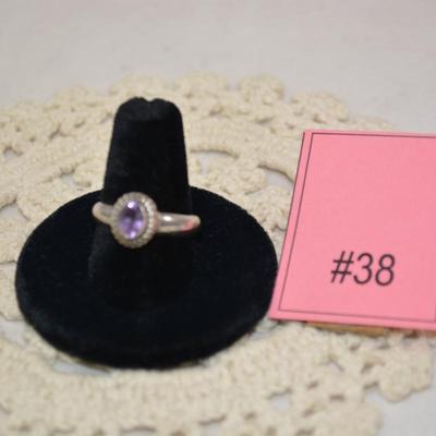 Vintage 925 Sterling Ring with Amethyst Size 8.5, 5.8g