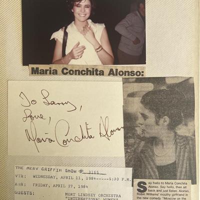 MarÃ­a Conchita Alonso signed note and photo collage