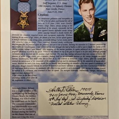 WW2 Walt D. Ehlers Signed Bio Page