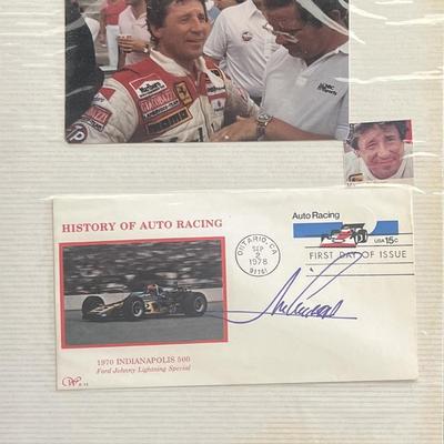 Mario Andretti signed commemorative cover. GFA Authenticated