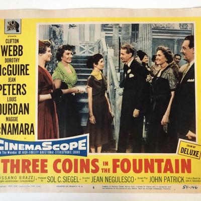 Three Coins in the Fountain original 1954 vintage lobby card