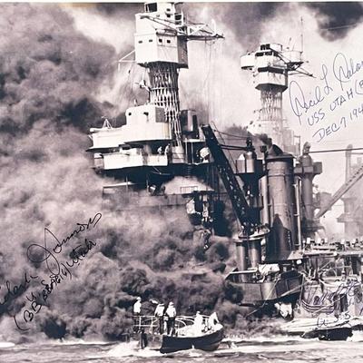 WWII USS Utah Cecil Calavan signed photo