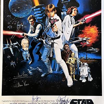 Star Wars New Hope cast signed movie poster
