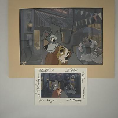 Lady and the Tramp Studio Romance Hand Painted Limited Edition plus signed 7 times by Disney Artists