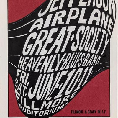 1966 Fillmore Postcard Jefferson Airplane Great Society