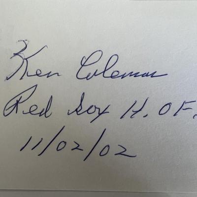 Red Sox HOF Announcer Ken Coleman original signature