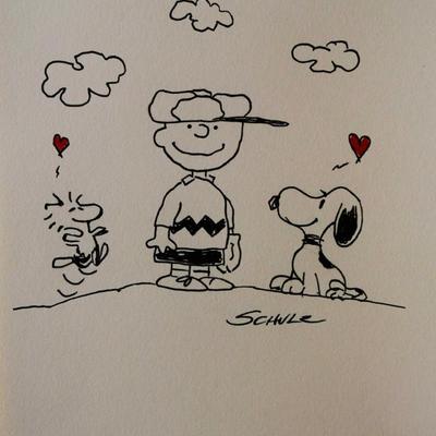 Charles Schulz hand-drawn and signed sketch