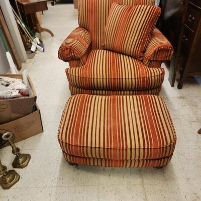 Striped chair and ottoman