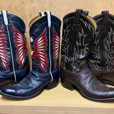 Tony Lama Leather Cowboy Boots -Mens Size 11 (PC2-RG)